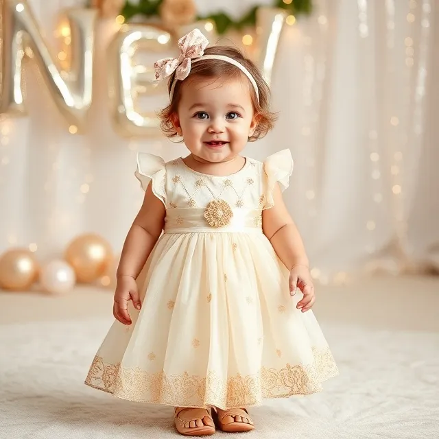 Toddler girl in layered frock for New Year celebration-tinyracs