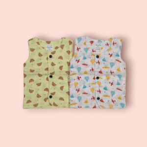Sleeveless t-shirt for infants muslin jhabla infant clothing, soft muslin infant clothing for daily comfort.