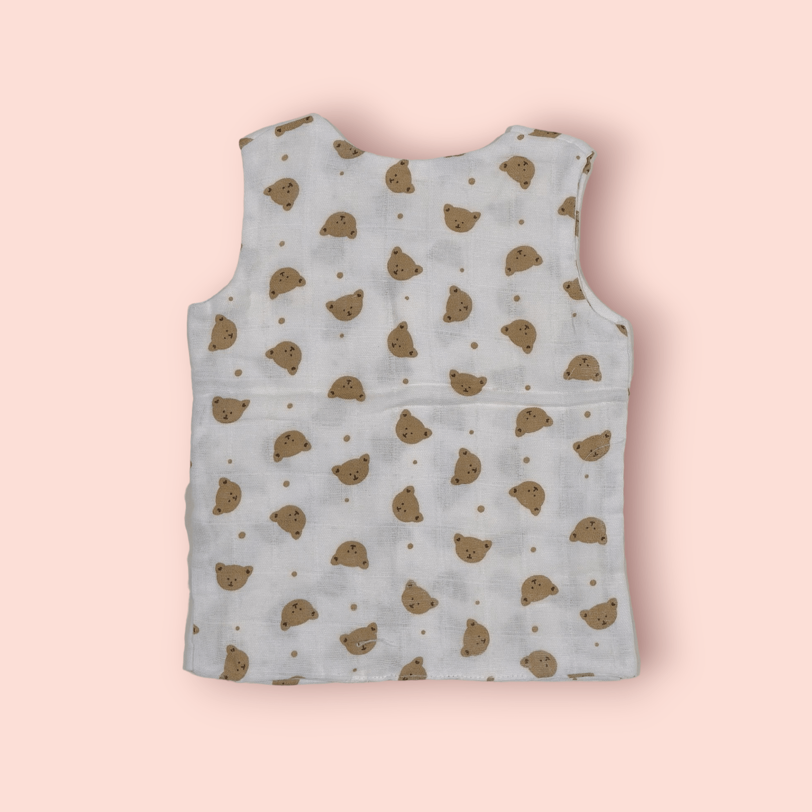 Sleeveless t-shirt for infants muslin jhabla infant clothing, soft muslin infant clothing for daily comfort.