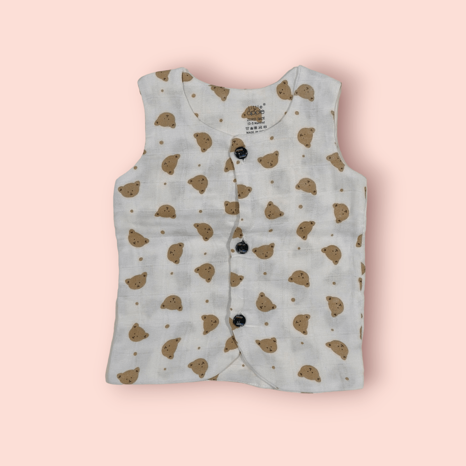 Sleeveless t-shirt for infants muslin jhabla infant clothing, soft muslin infant clothing for daily comfort.