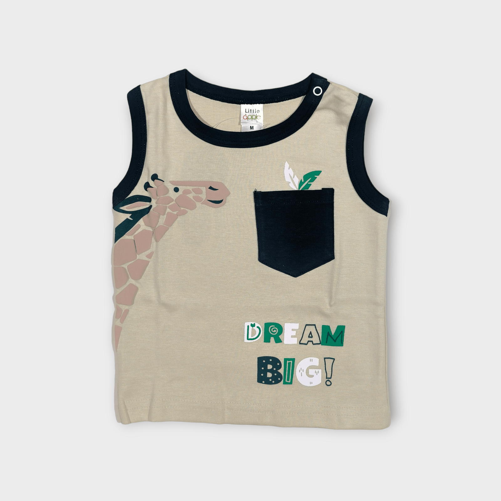 sandal colour sleeveless t-shirt for baby boys, from tiny racks baby boys clothes collection, soft cotton t-shirt for infants.