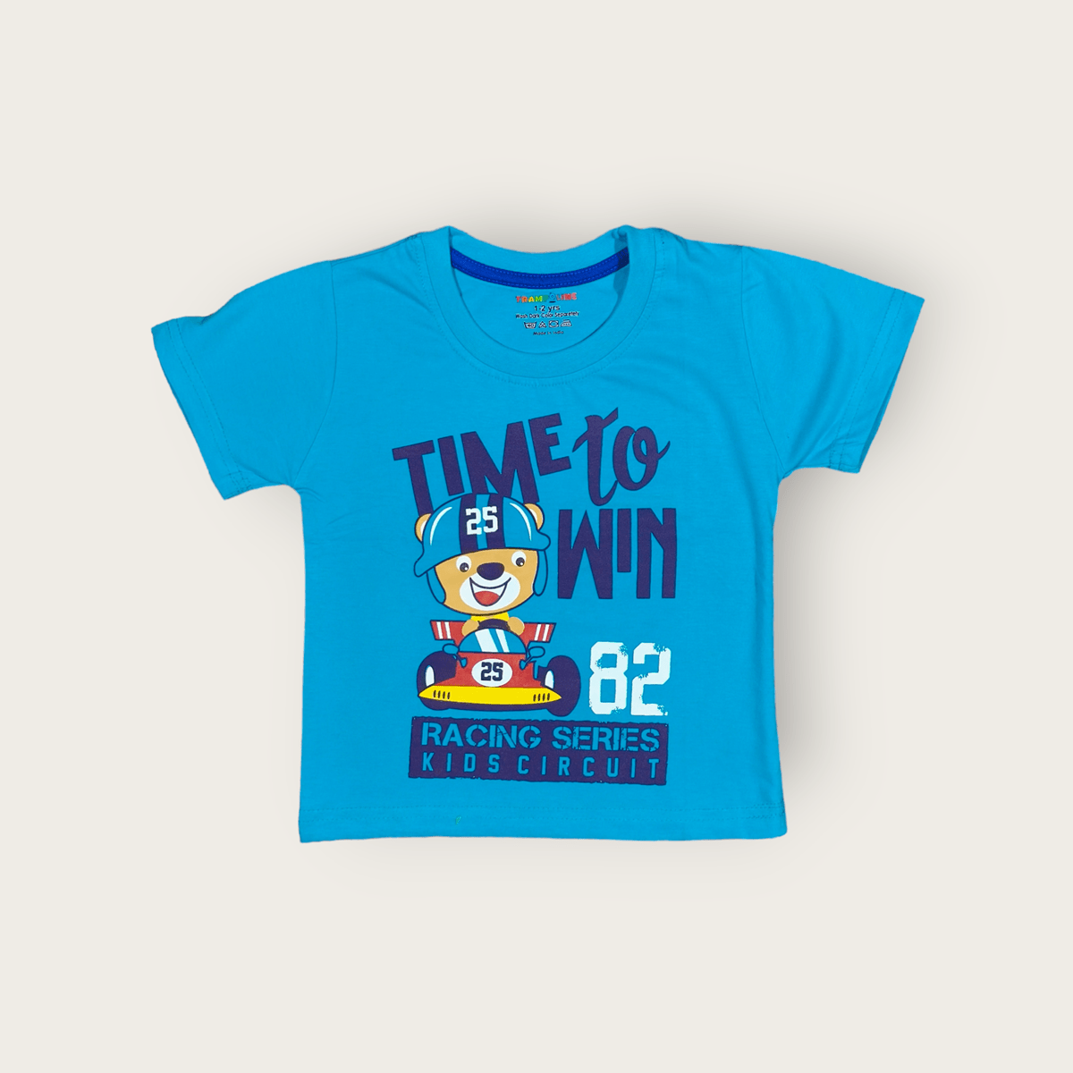 time-to-win-cartoon-blue-tshirt-for-baby-boys-cotton-racing-print-tee-baby-boys-clothes blue cartoon racing t shirt for baby boys with “time to win” print short sleeve cotton tee perfect for playful summer wear baby boys clothes