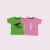 DINO PRINTED GREEN T-SHIRT + KITTEN PRINTED PINK T-SHIRT