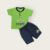 GREEN T-SHIRT AND NAVY BLUE SHORTS SET
