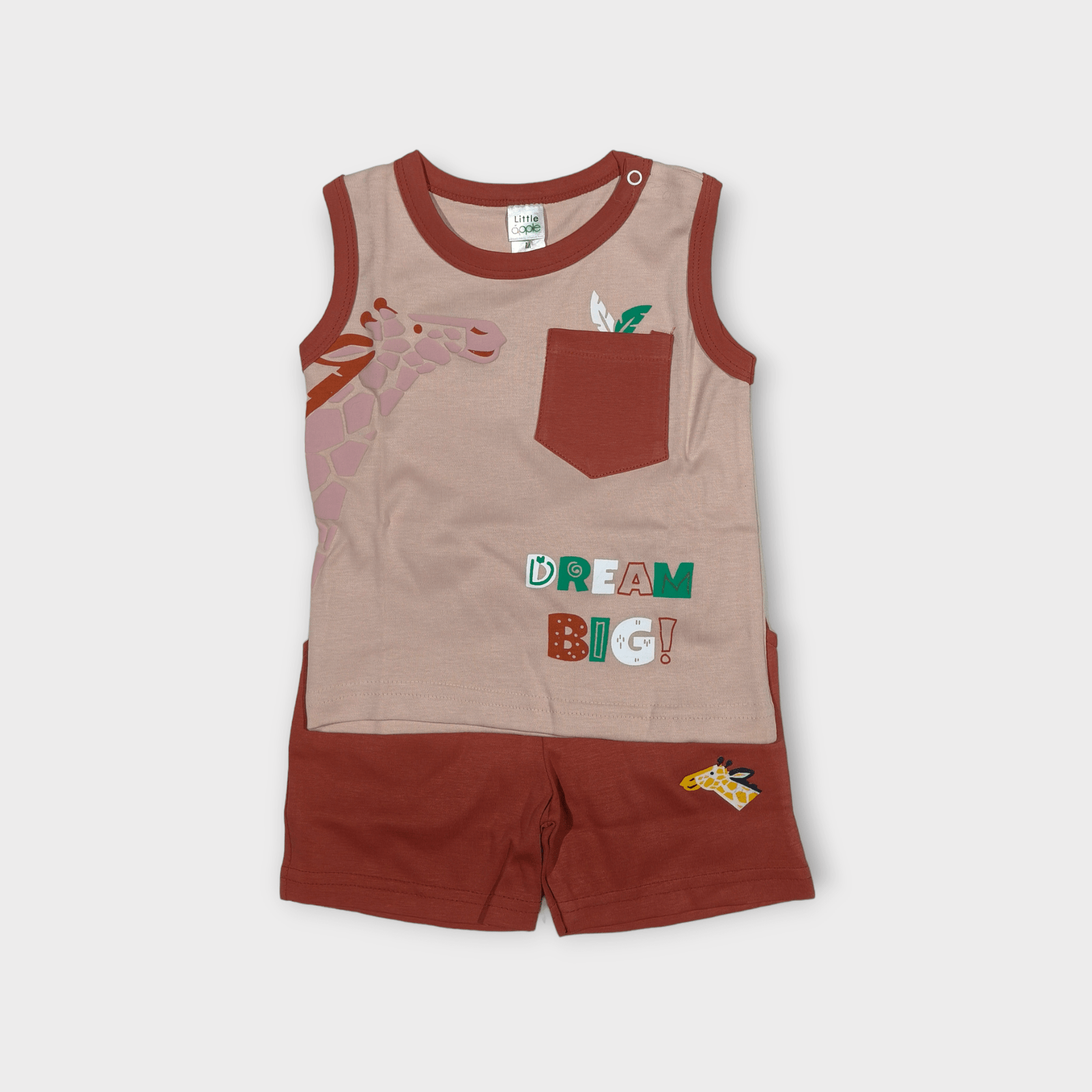 baby boys sleeveless t-shirt and shorts set, from tiny racks baby boys clothes collection, soft cotton outfit for infants.