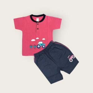 pink and navy blue t-shirt for baby boys, from tiny racks baby boys clothes collection, soft cotton t-shirt for infants.