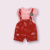 RED DUNGAREE WITH PEACH TOP