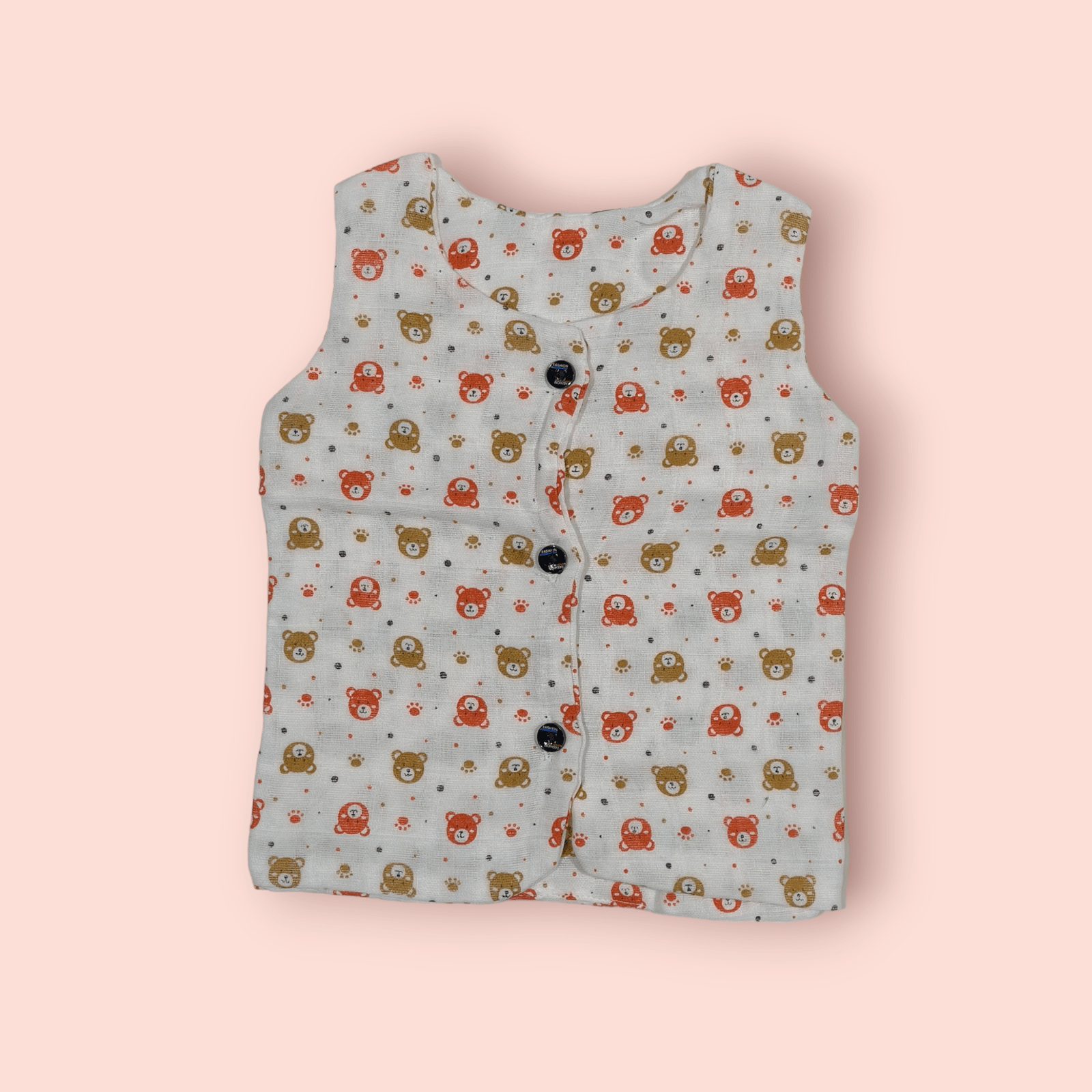 Sleeveless t-shirt for infants muslin jhabla infant clothing, soft muslin infant clothing for daily comfort.